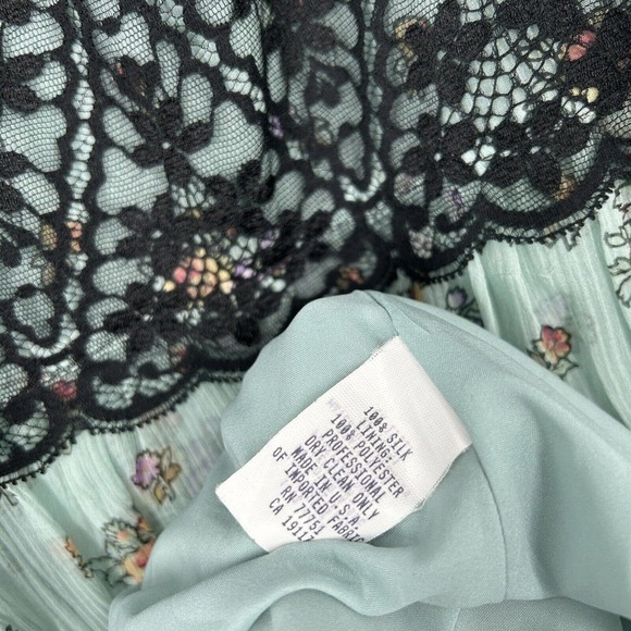 Betsey Johnson Vintage 90s Y2K Slip Dress Size 10 Ditsy Floral Chiffon Lace Silk - Picture 5 of 6